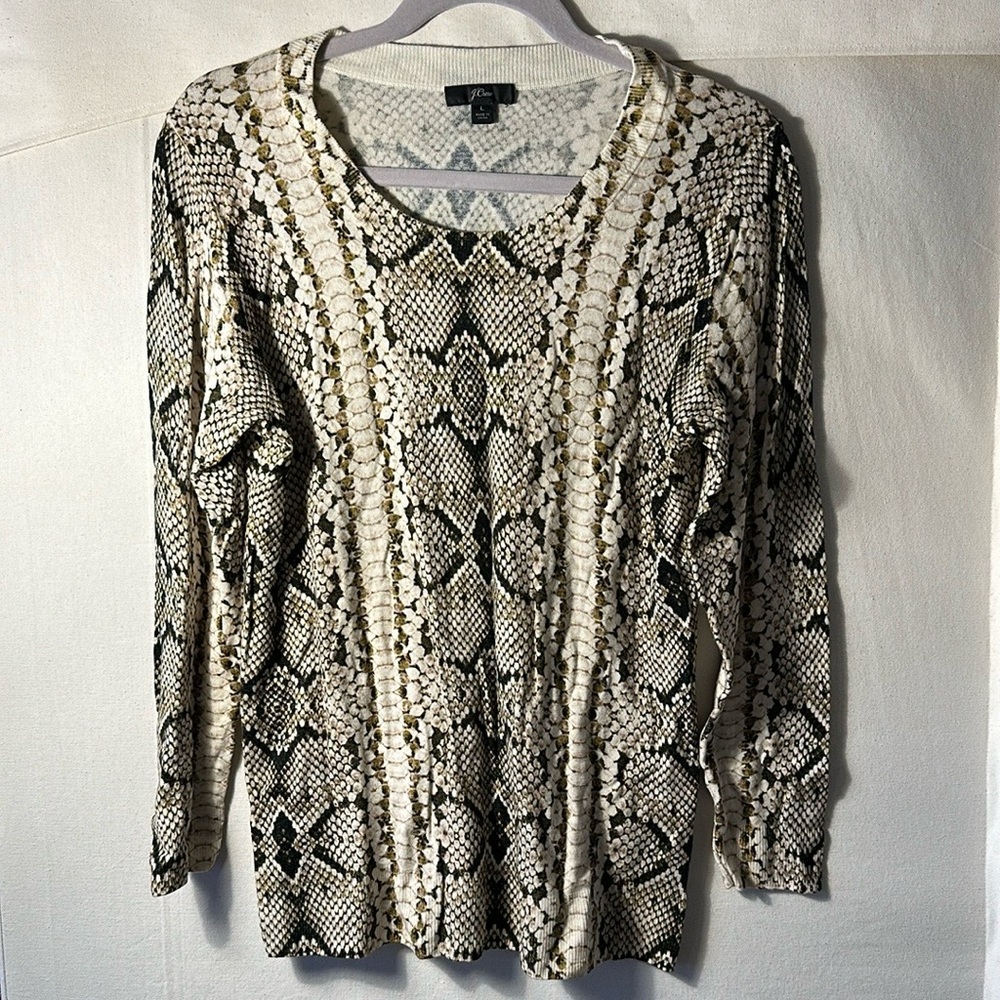 J. Crew Tippi Sweater Snakeskin Python Merino Woo… - image 4